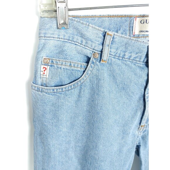 GUESS Jeans USA 90s Y2K Womens 28 Blue Cotton Denim Raw Hem Ankle Capri - Picture 4 of 8